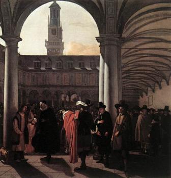 Emanuel De Witte : The Courtyard of the Old Exchange in Amsterdam